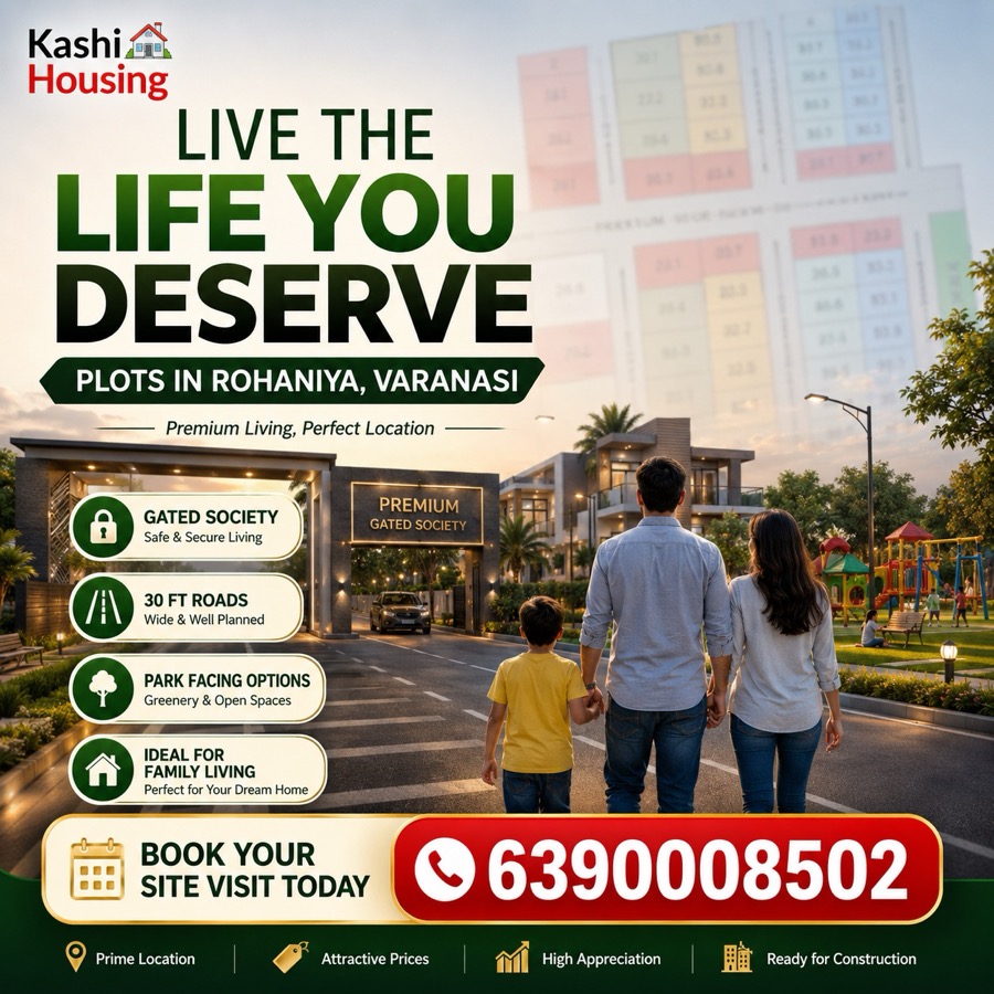 Family Living Plots in Rohaniya Varanasi — Park Facing, 30 Ft Roads | Kashi Housing